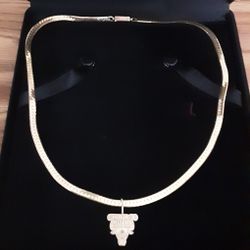 14KT CHICAGO BULLS SOLID GOLD CHAIN AND CHARM