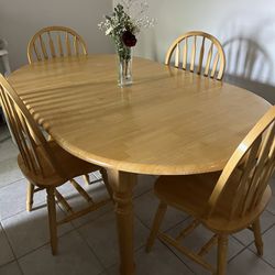 Kitchen Table Set With Leaf And 4 Chairs