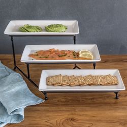 White Porcelain 3 Tiered Serve Set