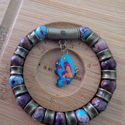 8mm Imperial Jasper Butterfly Bracelet