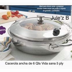 Princess House. Cacerola Hancha Vida Sana 5 Ply Nueva En Su Caja 