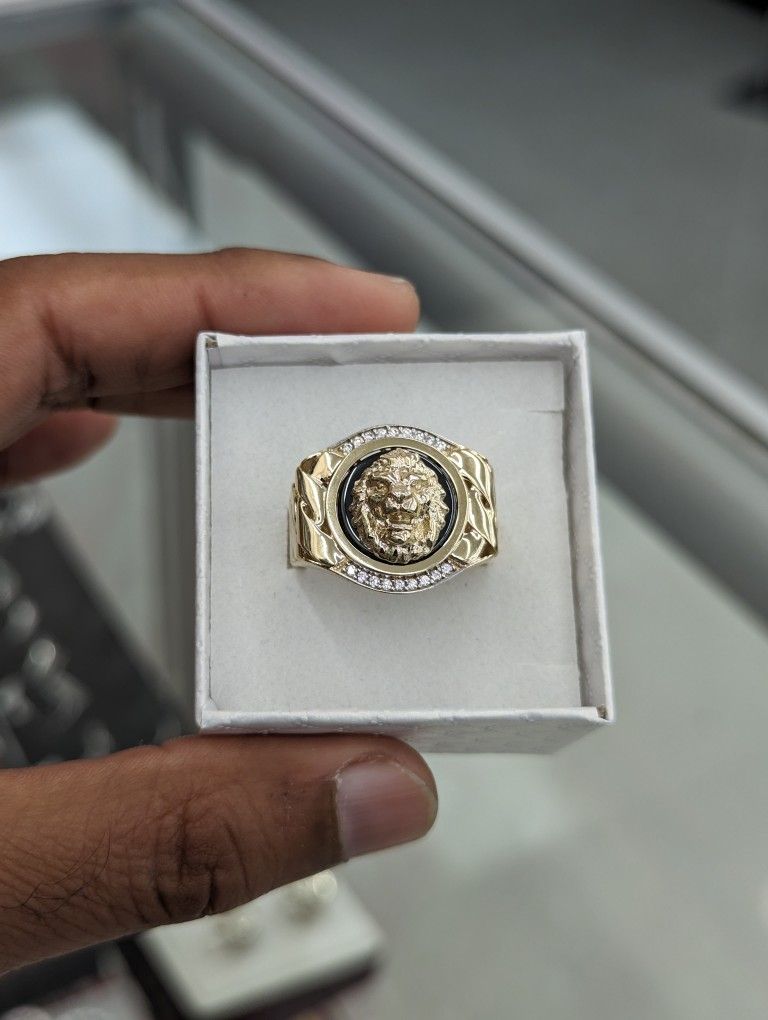 10kt Real Gold Lion Face Ring For Men 