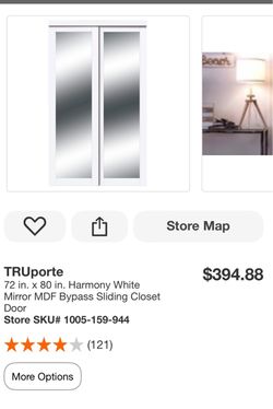 72 in. x 80 in. Harmony White Mirror MDF Bypass Sliding Closet