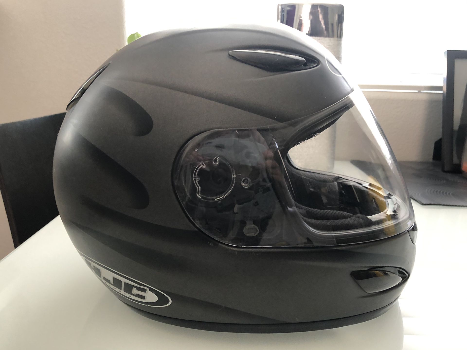 FirstGear motorcycle jacket and HJC helmet