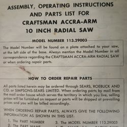 Craftsman Radial Saw