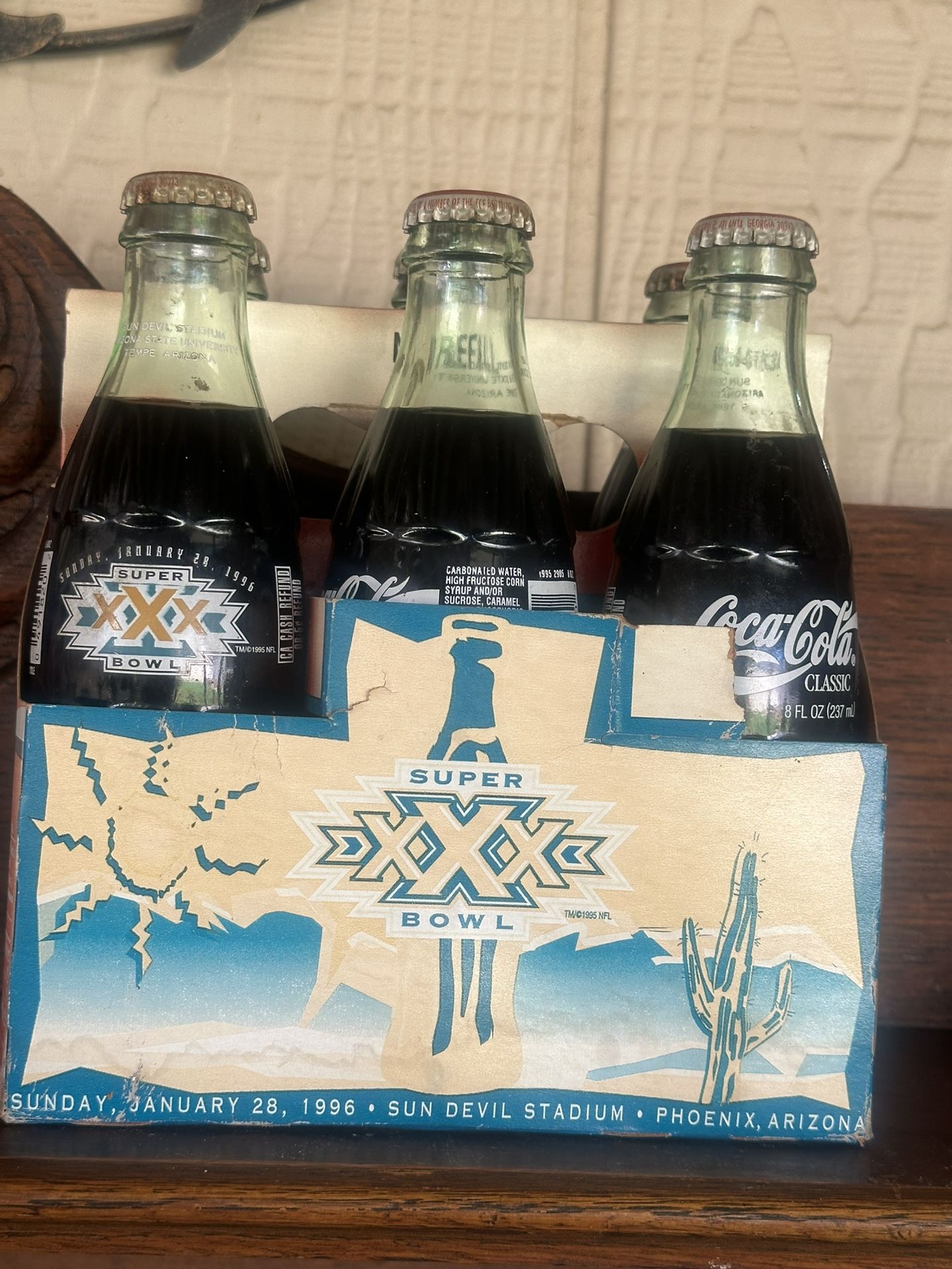 1/28/96 Super Bowl Coca Cola 6 Pk