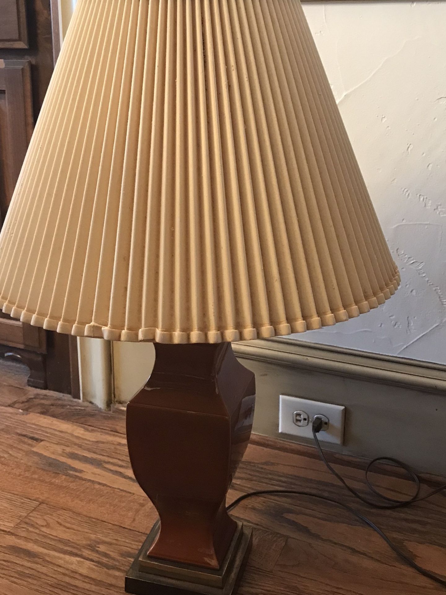 Antique Brass And Ceramic Lamp