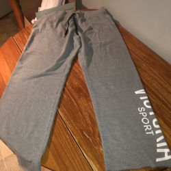 Victoria’s Secret Sport Size Large Grey And White Sweatpants With Pockets