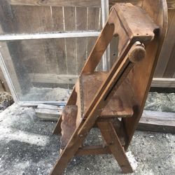 Vintage Bachelor 3 IN 1 Convertible Ironing Board Ladder & Chair Rustic 