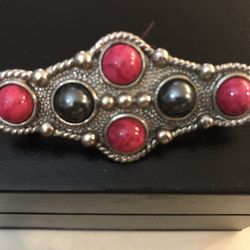 Brooch Red And Black Stones