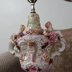 Antique Capodimonte Porcelain Lamp 