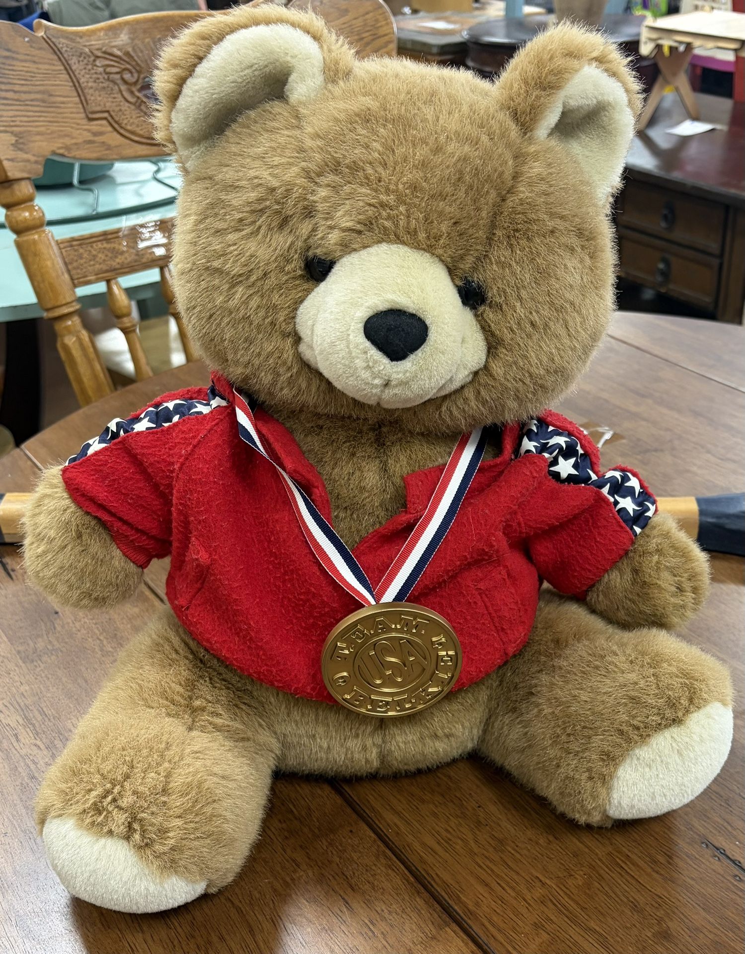 Belk Vintage Team Belkie 1995 USA Brown Teddy Bear Gold Medal Stuffed Animal
