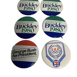 Vintage 1980 Political Pin LOT George Bush for President Buckley    USA OLYMPICS