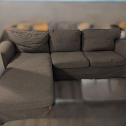 IKEA EKTORP Sofa with chaise and gray cover