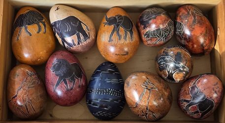 Beautiful Handcrafted African Soapstone Eggs (Set of 11)