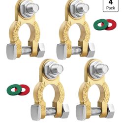 Conectores de terminal de batería 2 pares, terminales de batería M8 x 21mm tornillo, extremos de cable de batería de cobre puro con almohadilla antico