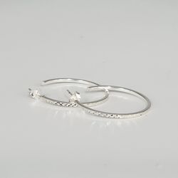 Classic Sterling Silver Diamond Cut Lightweight Hoops Earrings