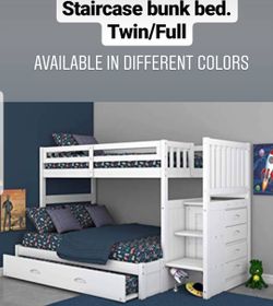 AVAILABLE BUNK BED WHITE. $53 DOWN PAYMENT