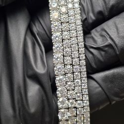 Tennis Bracelet Stamped Solid Sterling Silver With Genuine Moissanites Fine Jewelry