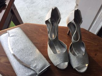 Silver Clutch purse and shoes
