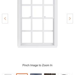 Vinyl Window 31.75 in. x 62 in. 50 Series White Double Hung Low-E Argon Glass Vinyl Replacement Window with Grids, Screen Incl
