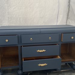 vintage wood multi purpose furniture/Hutch/Dresser/media center /cabinet with doors and 5 drawers