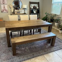 Pottery barn dining Table And Bench