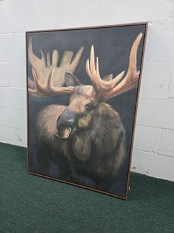 Large Framed Moose Canvas Wall Art