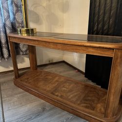 Wood Table With Glass Tops