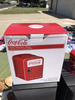Coca Cola Coke mini fridge, new in box, runs on 12v DC, or 110v AC
