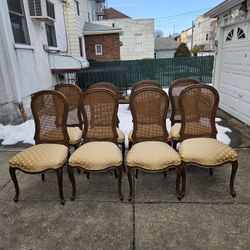 8 Beautiful Vintage Cane Back Chairs 