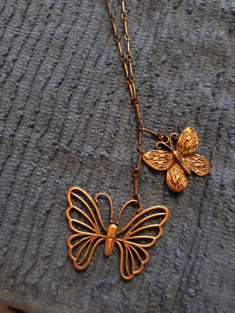 Vintage copper butterfly necklace