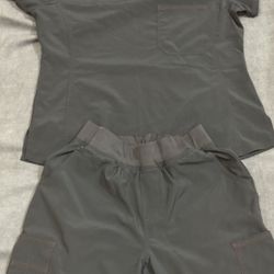 Woman, dickies medical scrubs