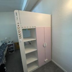 IKEA Loft bed, desk chair, and mattress
