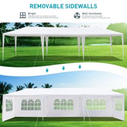 10 x 30 ft Canoppy Tent for Outdoor Celebrations with 6 Window Walls and 2 Zipper Walls 