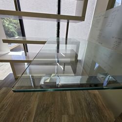 Desk with bookshelf glass