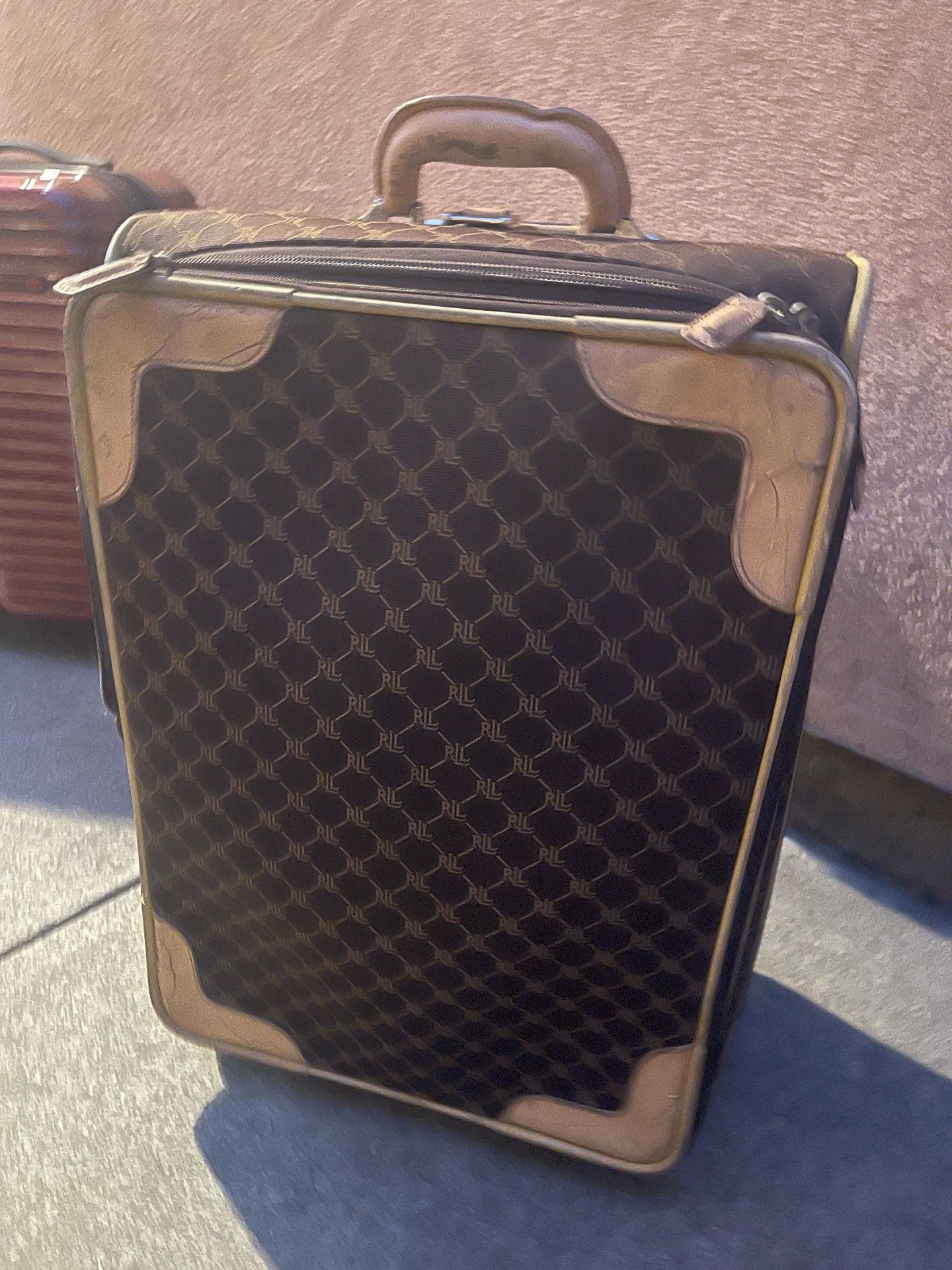 Ralph Lauren Luggage Suitcase Wheeled Signature Monogram Upright RLL