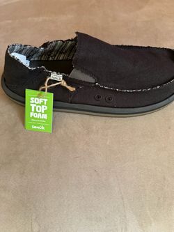 Sanuk Black Canvas Slip-On Shoes US men’s size 12