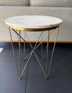 Target Threshold End Table Marble and Gold 40” x 40”
