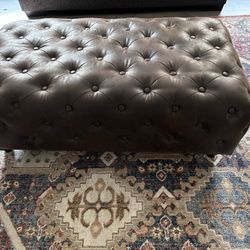 Faux Leather Ottoman