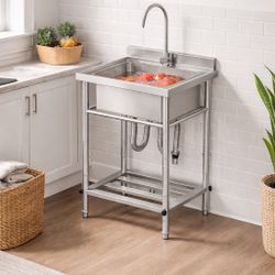 Brand New Stainless Steel Commercial Utility Sink With Faucet For $140