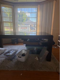 Glass Top Oak Dining Table