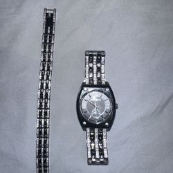 ELGIN Watch & Bracelet CZ Stones 