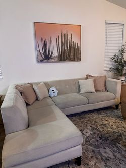Light Gray Fabric Sectional Sofa with Chaise