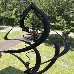 Bronze Patina Spiral Cosmix Wind Spinner & School of Spoon Fish Wind Chime