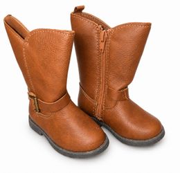OshKosh B'gosh Toddler Girl's Knee High Zipper Boots Brown Faux Leather size 5M