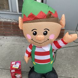 Home Accents Holiday 3.5 ft. LED Lights Christmas Airblown Inflatable Elf "NEW