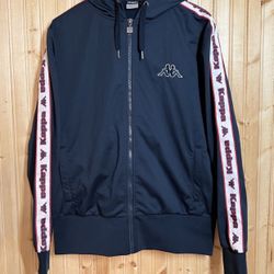 Kappa Jacket Hooded Full Zip Stitched Navy Sleeve Designs Hoodie Womens /MENS 