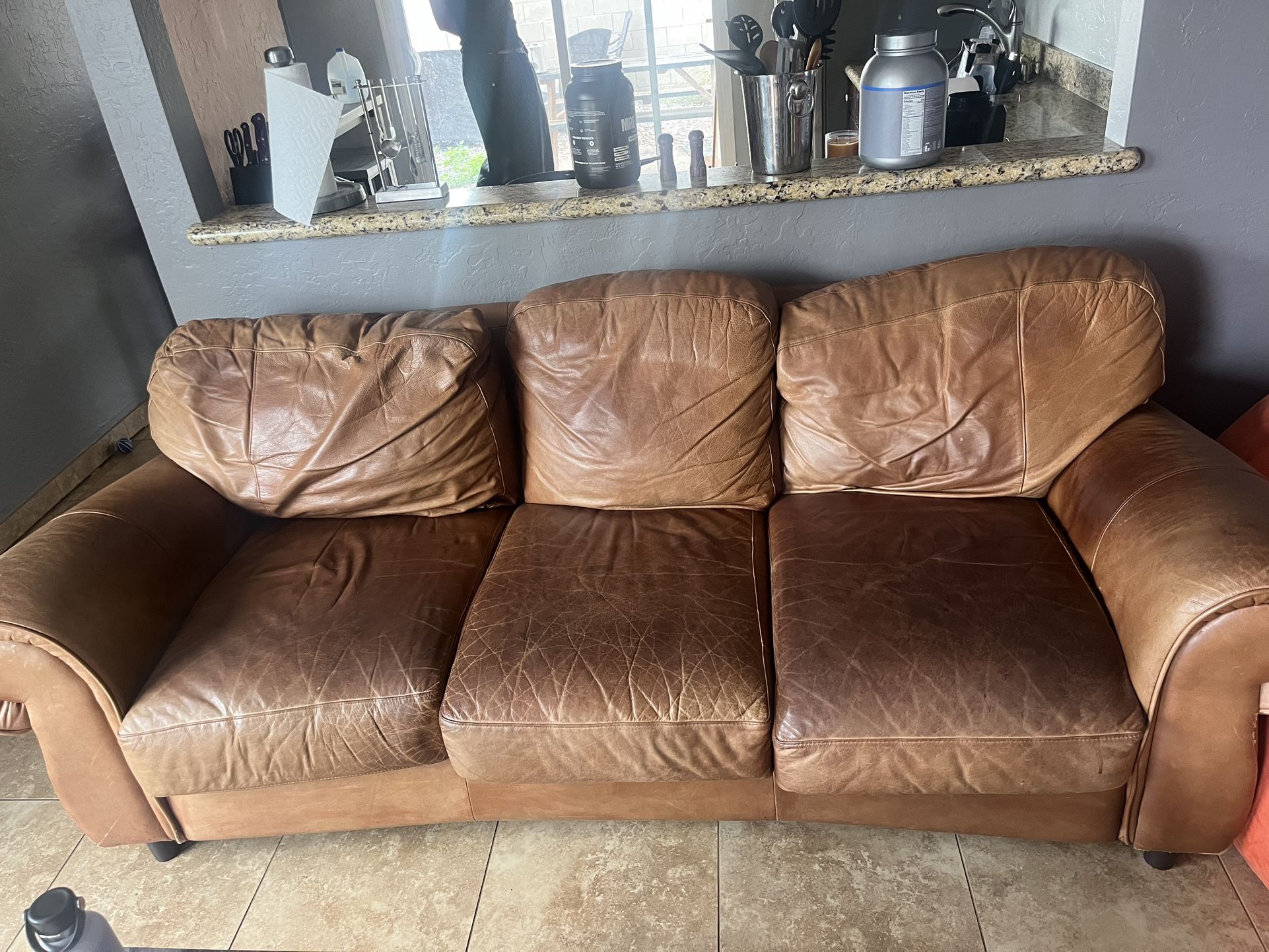 Brown Leather Couch