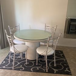 Dining Table & 4 Iron Chairs 
